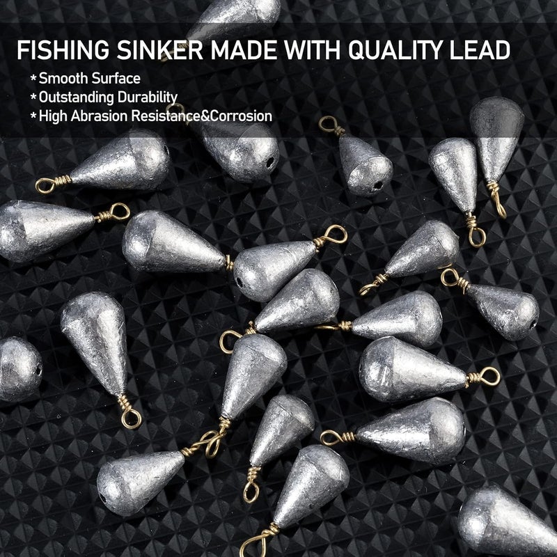 Dr.Fish 30 Pack Bass Casting Sinker Weights Lead Bell Drop Shot Weights with Brass Swivels Weight Freshwater Fishing Lead Sinker - Image 3
